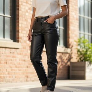 Vintage Cache Women's Leather Pants 5 Pocket Style Straight Leg Size 8